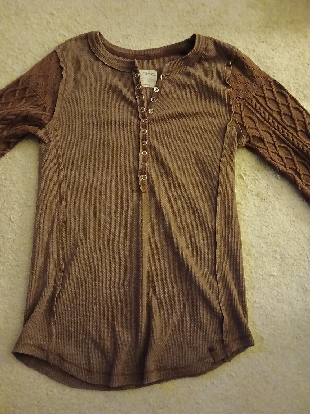 Free People Twisted Cable  Thermal Henley Large